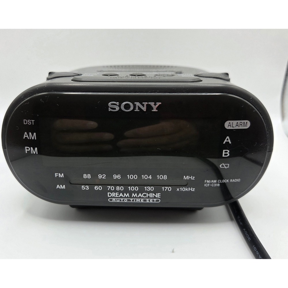 Sony Dream Machine Clock Radio ICF-C318 Black Green LED Dual Alarm Excellent